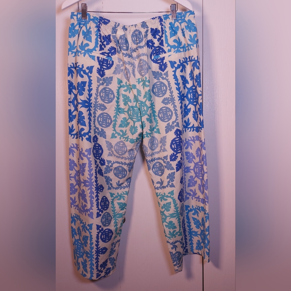 Zara NWT Printed Poplin Cotton Pants Size XXL Wide Leg Trousers Colorful Boho - Picture 3 of 11